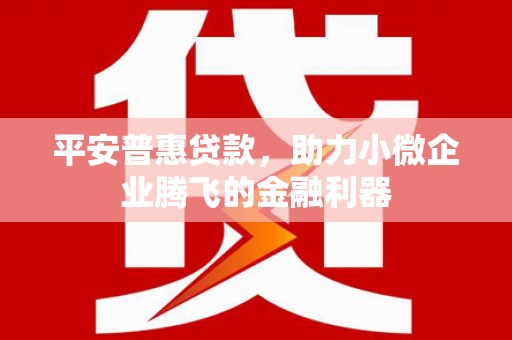 邱县平安普惠贷款，助力小微企业腾飞的金融利器